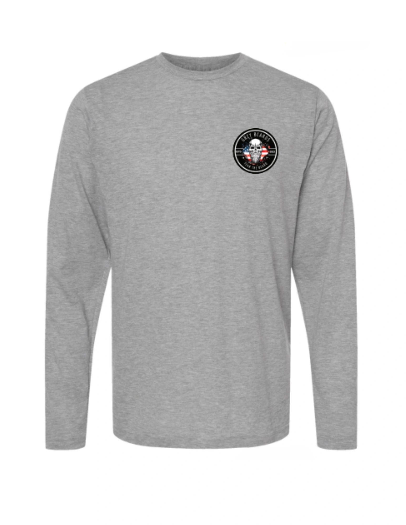 Unisex long sleeve shirt with American flag